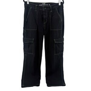 Hot Topic HT Denim Hi Rise Carpenter Jeans Women's Size 11 Black Green Stitching